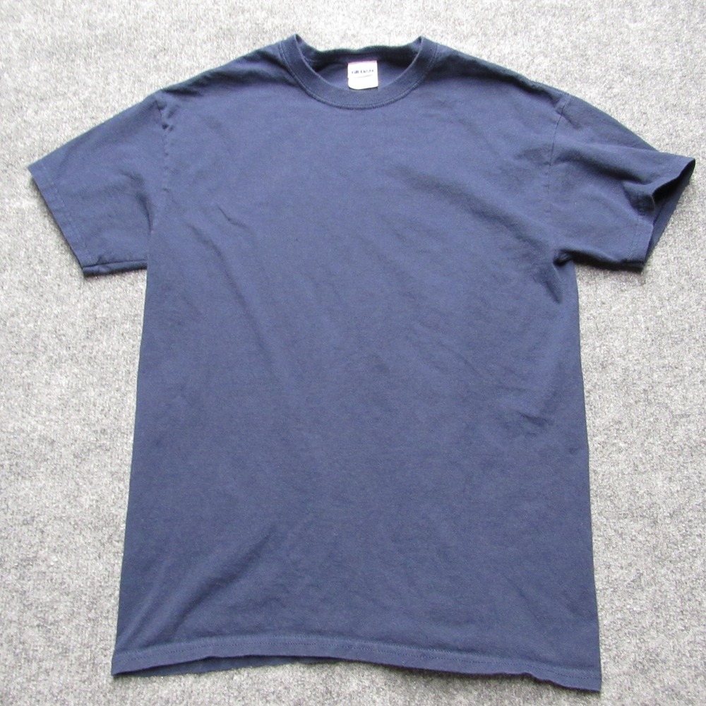 Gildan Heavy Cotton Mens T-Shirt Medium Navy Blue Solid Short Sleeve Crew Neck